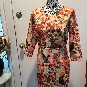 Talbots Petites Fall Botanical Floral Print Dress 8P